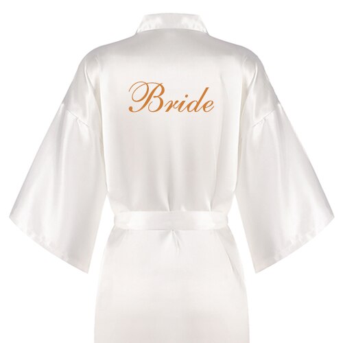 new bridal robe satin Spring autumn bride bridesmaid group Souvenir morning gown wedding bestie pajama party rose gold pink robe