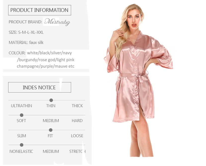 new bridal robe satin Spring autumn bride bridesmaid group Souvenir morning gown wedding bestie pajama party rose gold pink robe