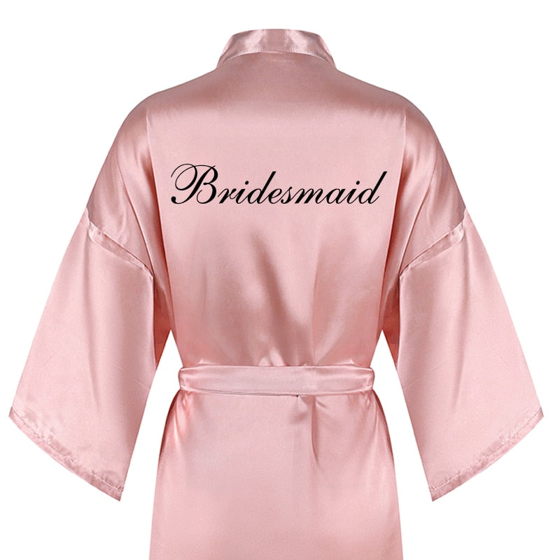 new bridal robe satin Spring autumn bride bridesmaid group Souvenir morning gown wedding bestie pajama party rose gold pink robe