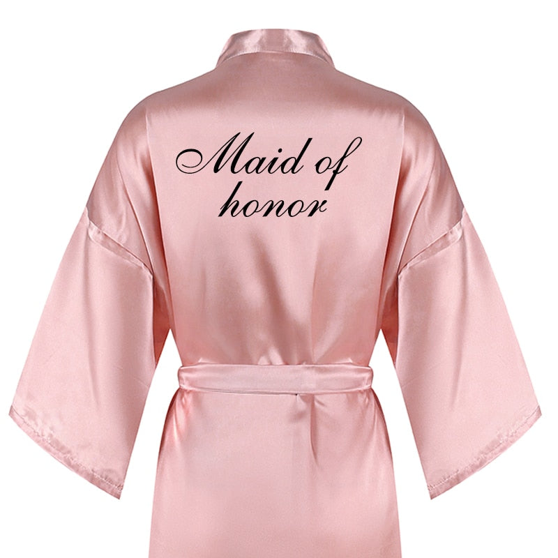 new bridal robe satin Spring autumn bride bridesmaid group Souvenir morning gown wedding bestie pajama party rose gold pink robe
