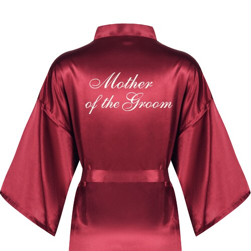 Burgundy short bathrobe bride satin silk robe dark red women wedding party bridal squad team bridesmaid robes