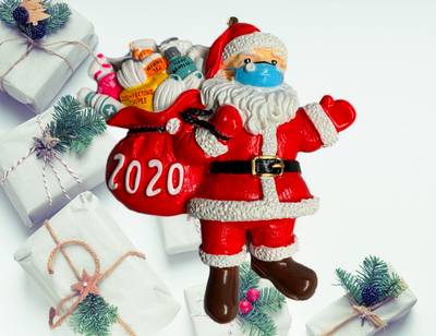 Santa Wearing A Mask Ornament 2020 | Memorial Christmas Tree Decoration | Quarantine Santa Claus Holiday Navidad Gift